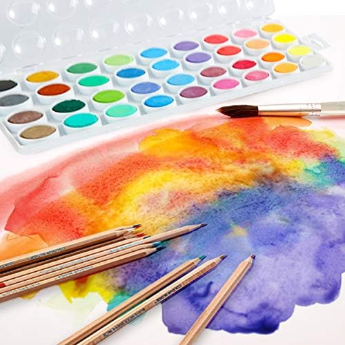 בלוק צבע 187 pc צרור מדיה מעורב - ערכת אספקת אמנות עיפרון צביעה, ציור צבעי מים | ציור עיפרון בציור במארז PU,